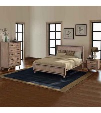 Seashore 4 Pcs Queen Bedroom Suite in Solid Acacia Timber in Silver Brush Colour
